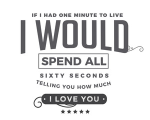 if i had one minute to live, i would spend all sixty seconds telling you how much i love you
