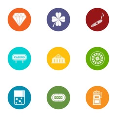 Gambling establishment icons set. Flat set of 9 gambling establishment vector icons for web isolated on white background