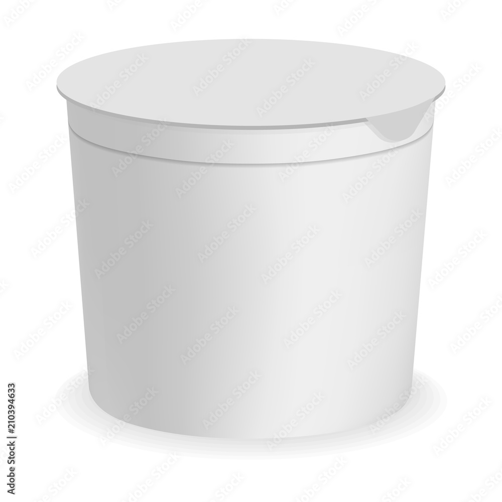 Poster yogurt round box mockup. realistic illustration of yogurt round box vector mockup for web design iso