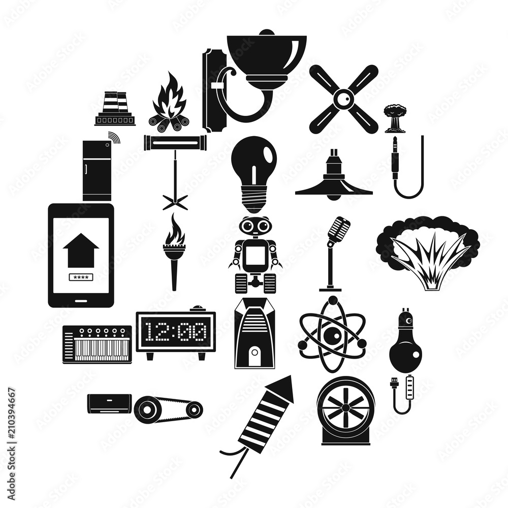 Poster nuclear power icons set. simple set of 25 nuclear power vector icons for web isolated on white backg