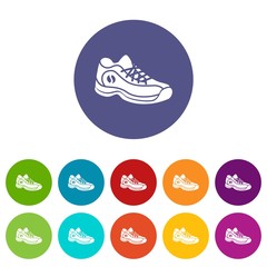 Sneakers icons color set vector for any web design on white background