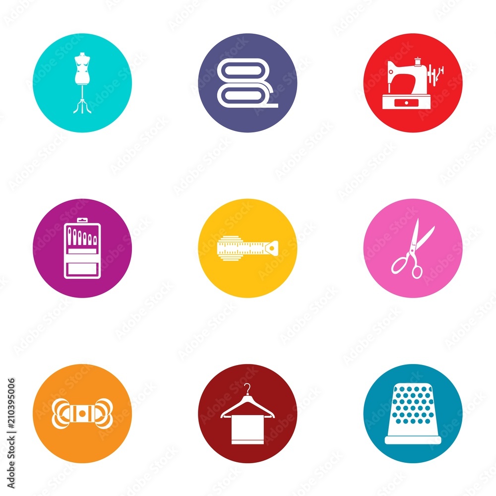 Aufkleber stitch icons set. flat set of 9 stitch vector icons for web isolated on white background