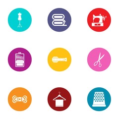 Stitch icons set. Flat set of 9 stitch vector icons for web isolated on white background