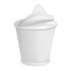 Traditional yogurt box mockup. Realistic illustration of traditional yogurt box vector mockup for web design isolated on white background