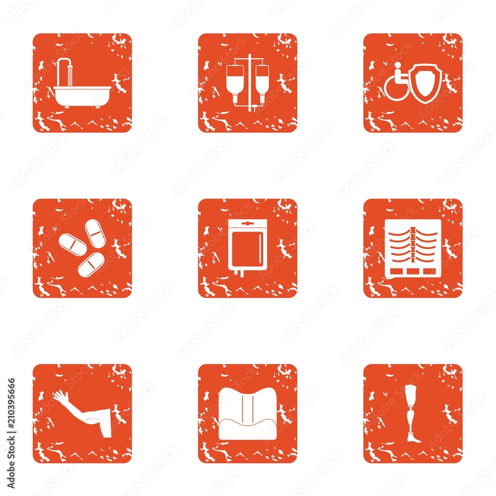 Poster meddling icons set. grunge set of 9 meddling vector icons for web isolated on white background