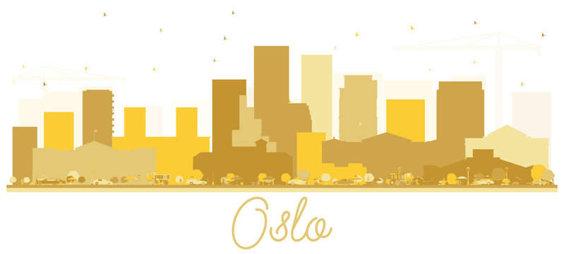 Oslo Norway skyline Golden silhouette.