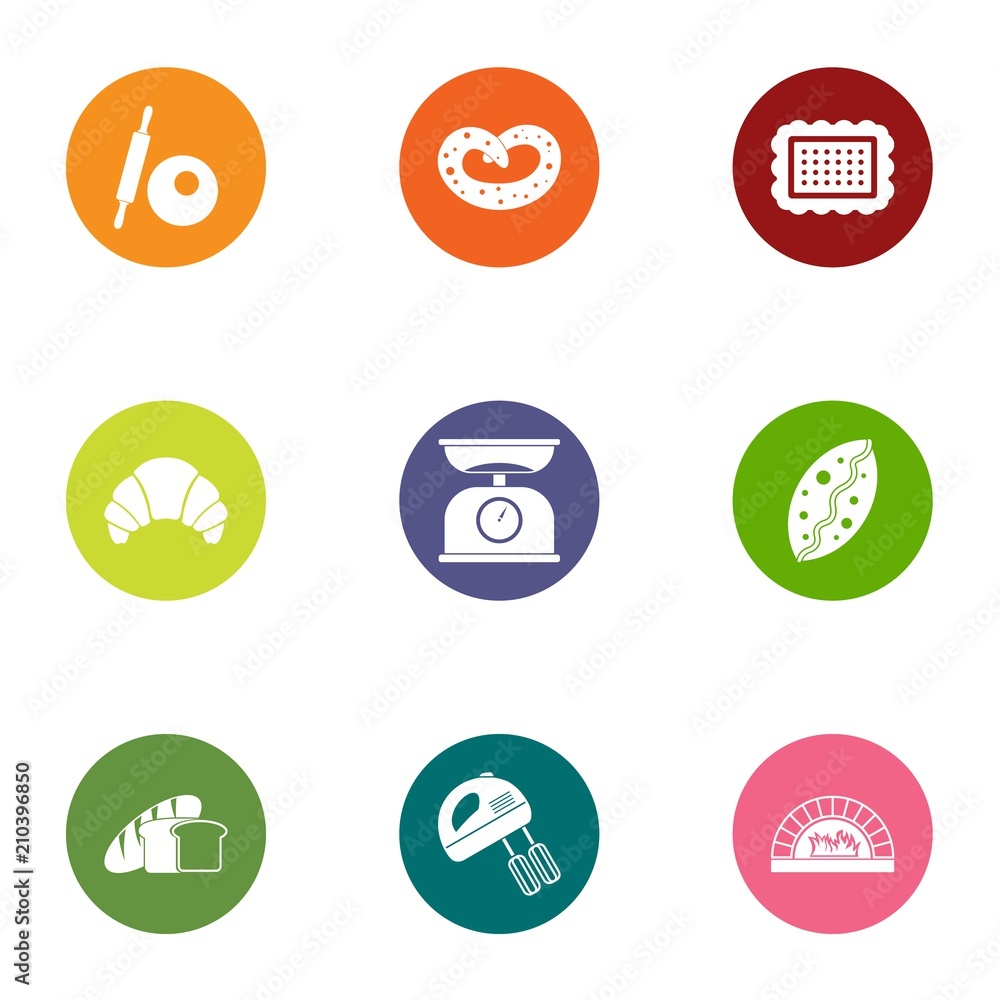 Poster daily bread icons set. flat set of 9 daily bread vector icons for web isolated on white background
