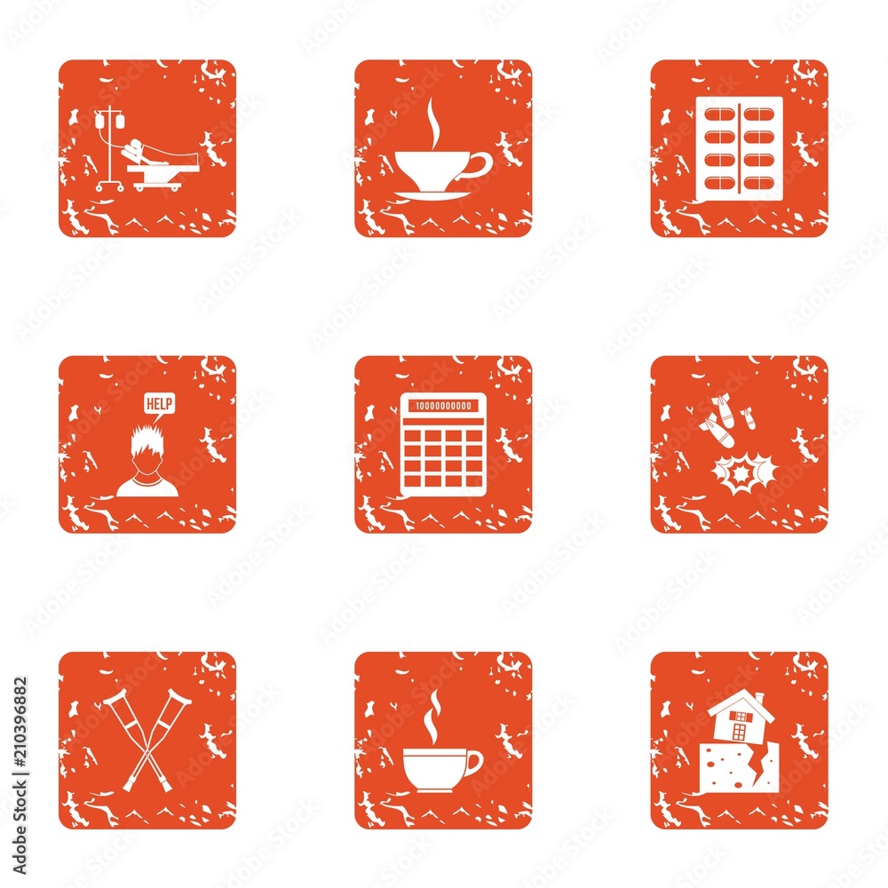 Poster tea conversation icons set. grunge set of 9 tea conversation vector icons for web isolated on white 