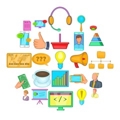 Investments in company icons set. Cartoon set of 25 investments in company vector icons for web isolated on white background