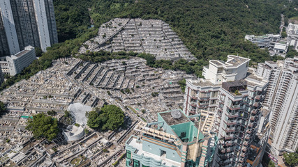 Aerial view of Aberdeen historical Chinese cemetery