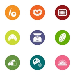 Daily bread icons set. Flat set of 9 daily bread vector icons for web isolated on white background