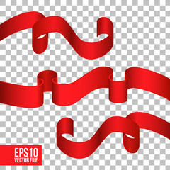 3D red ribbon for gift or grand opening. vector illustration