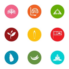Swimming environment icons set. Flat set of 9 swimming environment vector icons for web isolated on white background