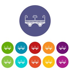 Retro arch bridge icons color set vector for any web design on white background