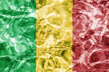 Texture of Mali  flag in the pool, water. 