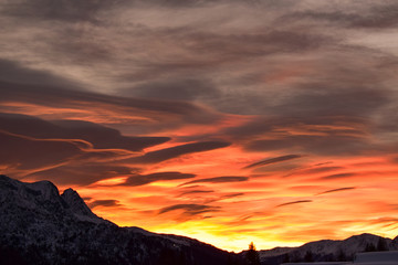 sunset in alps