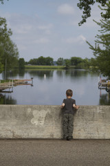 Boy, Child, bridge,lake, water, river, landscape, nature, sky, reflection, blue, trees, summer, pond, forest, fishing, clouds, tree, green, boat, autumn, spring, grass, outdoors, cloud