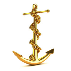 Vector 3d Gold anchor with chain © Steve Young