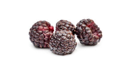 Blackberries on white background.