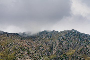 Cloudy mountain range