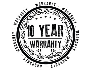 10 years warranty icon vintage rubber stamp guarantee