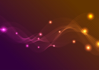 Orange purple glowing waves background
