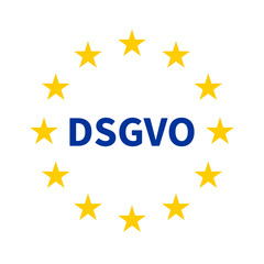 Sternenkranz der EU mit DSGVO / Datenschutz-Grundverordnung.