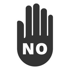 NO sign. Hand silhouette with inscription NO. Vector icon.