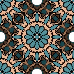 geometric pattern in floral style. Ethnic ornament. Vector illustration. For modern interior design, fashion textile print, wallpaper