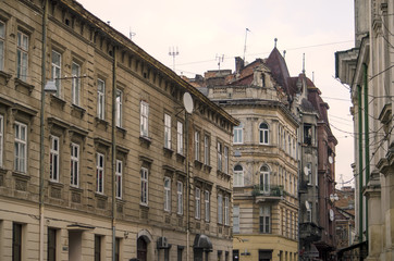 Fototapeta na wymiar View of Lviv street, Ukraine