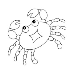 Crab cartoon illustration isolated on white background for children color book