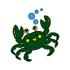 Crab cartoon illustration isolated on white background for children color book