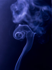 Obraz premium The blue clubs smoke on a black background, Fluid effect.