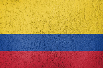The texture of  Colombia   flag on the wall of the plaster.
