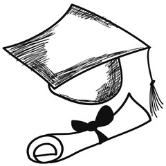 hand drawn doodle graduation cap vector