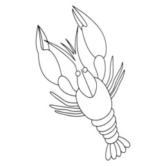Lobster cartoon illustration isolated on white background for children color book