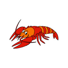 Lobster cartoon illustration isolated on white background for children color book