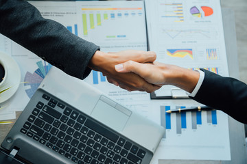 Business people shaking hands partner successful team leader and business  meeting.