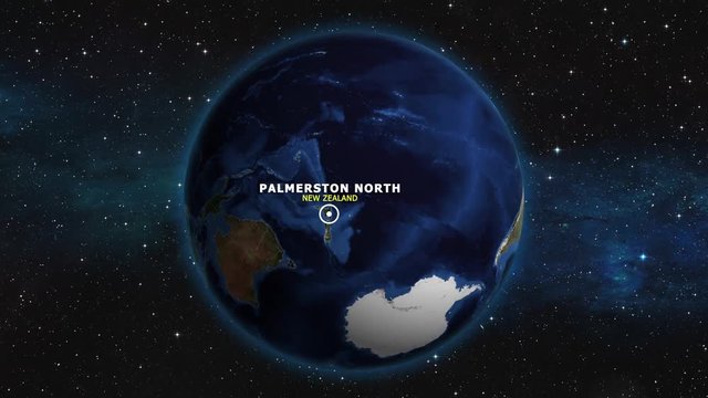 NEW ZEALAND PALMERSTON NORTH ZOOM IN FROM SPACE