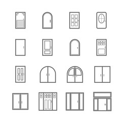 simple door icon set, basic element use for website and mobile