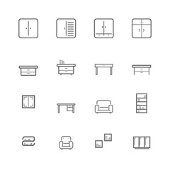 furniture household decoration icon set, simple line