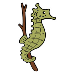 Sea horse cartoon illustration isolated on white background for children color book