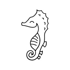 Sea horse cartoon illustration isolated on white background for children color book