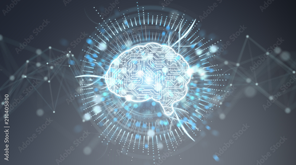 Aufkleber digital artificial intelligence icon hologram 3d rendering