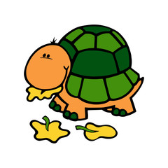 Turtle cartoon illustration isolated on white background for children color book