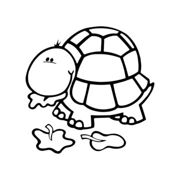 Turtle cartoon illustration isolated on white background for children color book