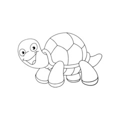 Turtle cartoon illustration isolated on white background for children color book