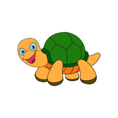 Turtle cartoon illustration isolated on white background for children color book