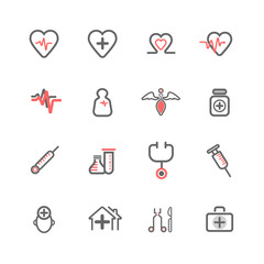 simple medical icon set, basic symbols for website and mobile