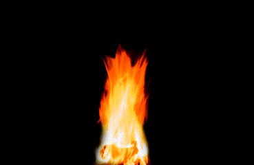 Flames on a black background Suitable to be made background.